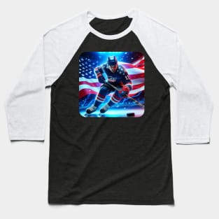 American Man Ice Hockey Player #4 Baseball T-Shirt